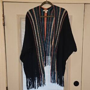 Mudd Multicolor Knit Shawl with Fringe
